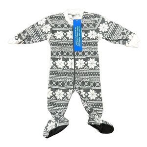 Sleepytime PJs Snowflake Fleece Onesie in Gray and White